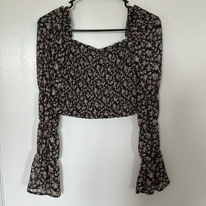 Wild Fable Women’s Ruched Long Sleeve Floral Top (Size: XS)